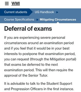 华威final week，担心挂科所以走mc延期考试
