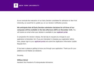 nyu ed轮放榜，拒信argue直接录取