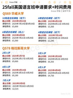 25fall英国语言班申请要求+时间费用（二）