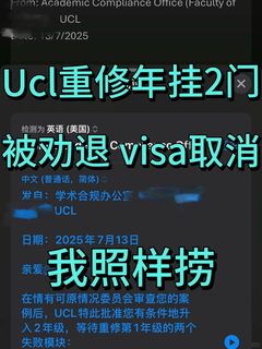 Ucl重修年挂科出分当天被取消Visa，好心碎