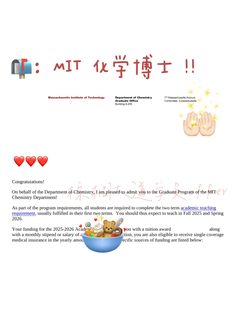 第20枚MIT offer：Chemistry PhD✌️