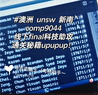 #澳洲 unsw 新南comp9044线下final科技助